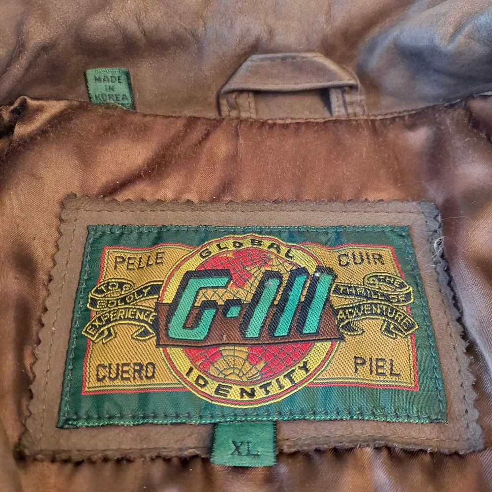 G III Vintage 90s Brown Suede Leather Bomber Jacket Heavyweight Lined Size XL